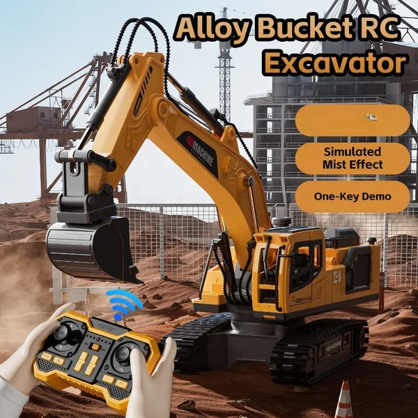 Remote Control Diecast Excavator With Smoke