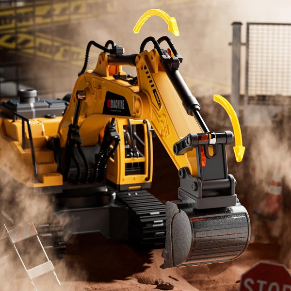 Remote Control Diecast Excavator With Smoke
