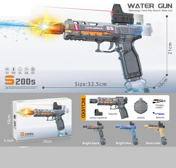 Electric S200s Rapid Water Shooting Gun With Light Muzzle