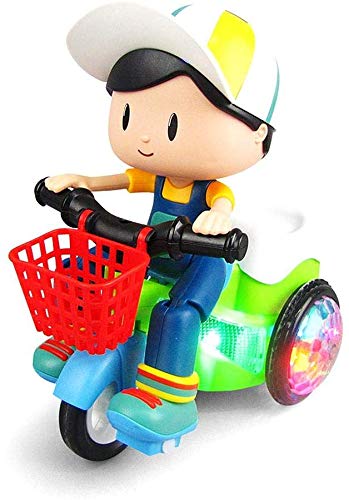 MUSICAL STUNT TRICYCLE TOY BIKE FOR KIDS. | WITH 360 DEGREE ROTATION. | COLORFUL 3D FLASHING LIGHT EFFECTS AND MUSIC. | BUMP AND GO ACTION TOY FOR KIDS.