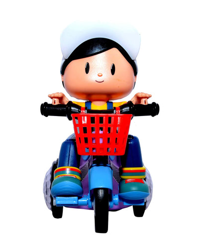 MUSICAL STUNT TRICYCLE TOY BIKE FOR KIDS. | WITH 360 DEGREE ROTATION. | COLORFUL 3D FLASHING LIGHT EFFECTS AND MUSIC. | BUMP AND GO ACTION TOY FOR KIDS.