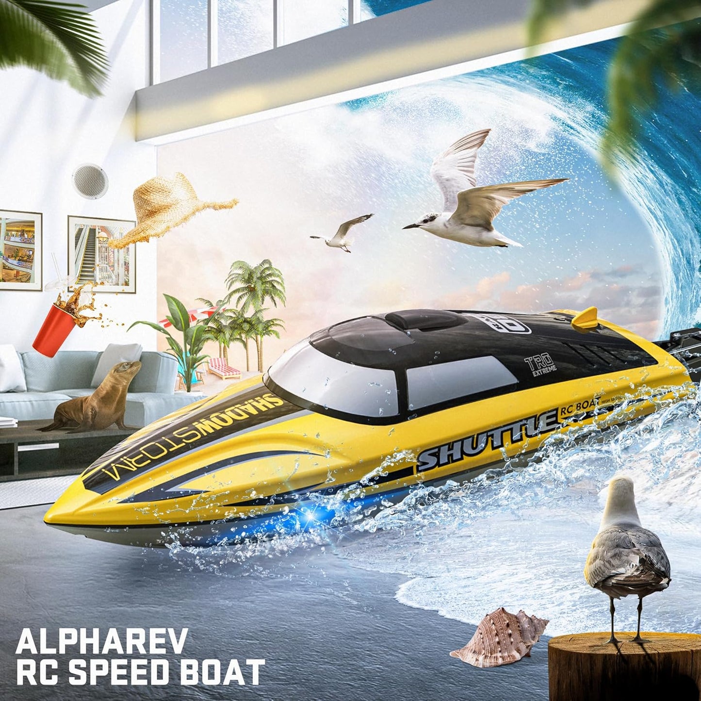 Shadowstorm brand remote control simulation boat.