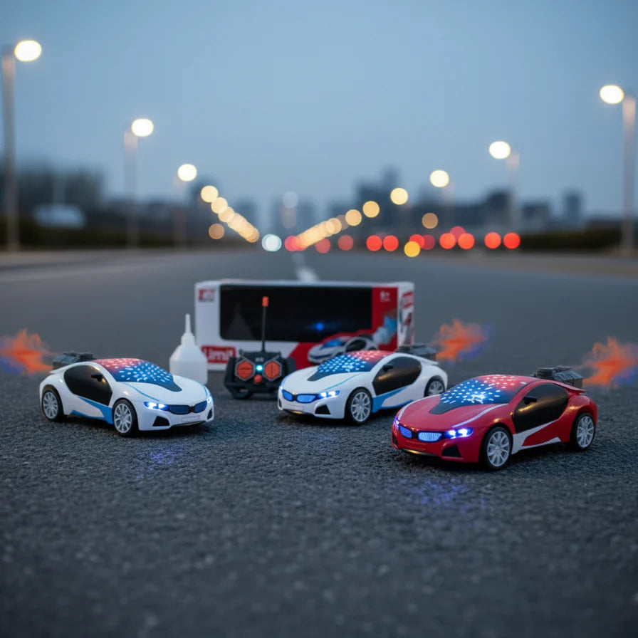 Remote Control 3D Smoke Car with Flashing Light, Radio Control Race car for Kids Boys