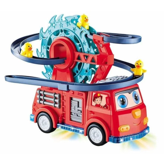 Fire Rail Car Duck with Swivel Slide Toy with Music Lights
