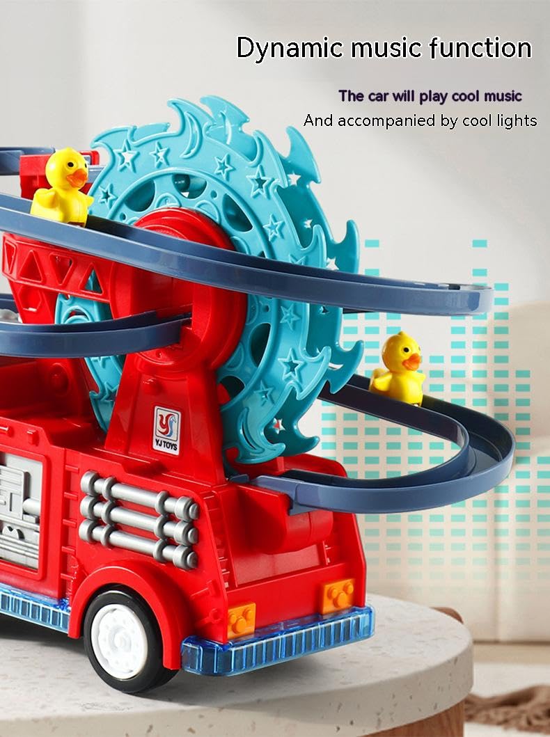 Fire Rail Car Duck with Swivel Slide Toy with Music Lights