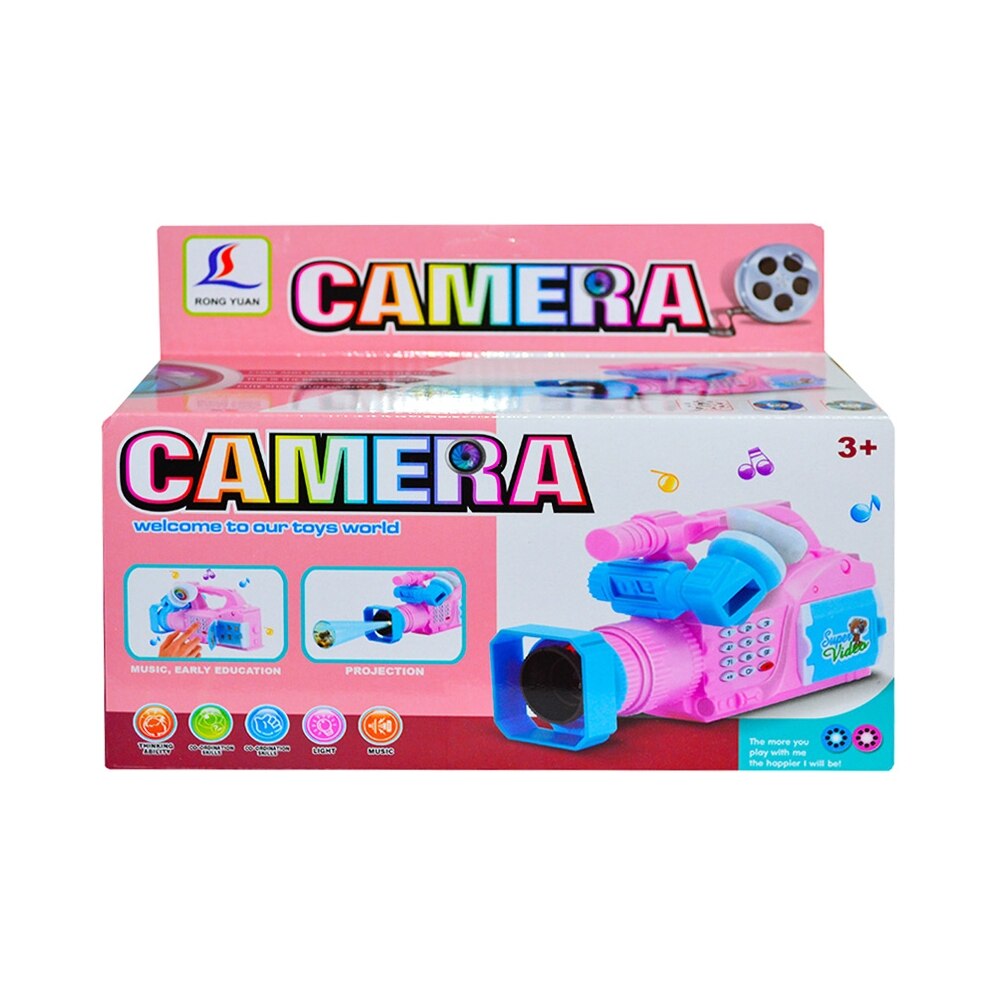 Maxbell Kids Projection Simulation Camera Toy Light Music Flashlight Puzzle Toy Blue